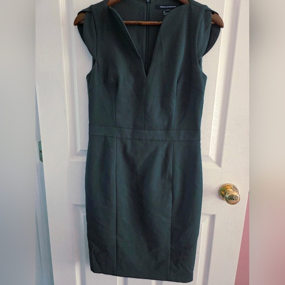 French Connection Dark Green Midi Sheath Dress